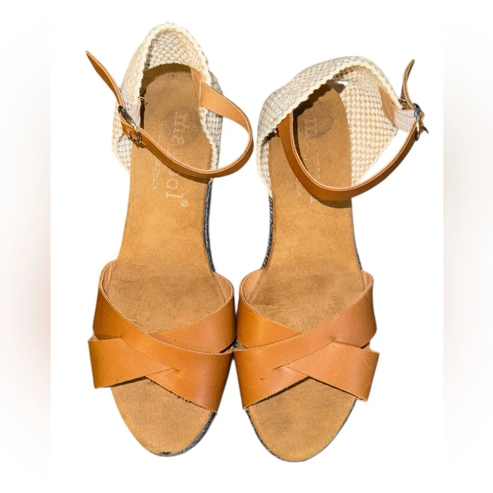 Maypole Brown/Navy Blue Espadrille Wedge Heels Size 8 - Picture 6 of 8